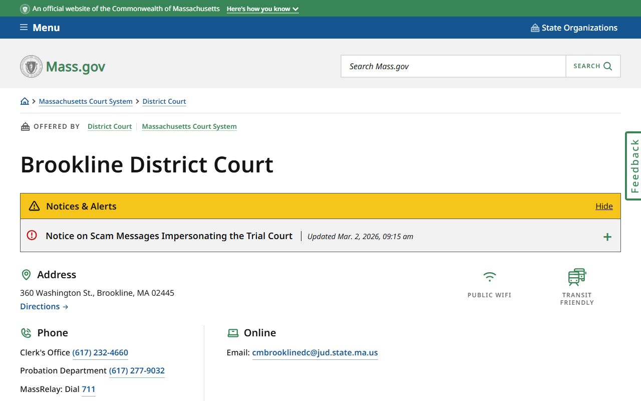 Brookline District Court criminal records Norfolk County Massachusetts