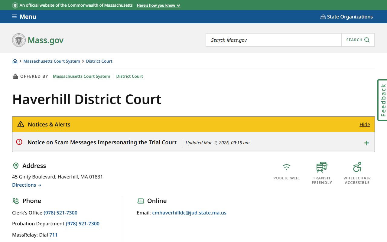 Haverhill District Court criminal records Essex County Massachusetts