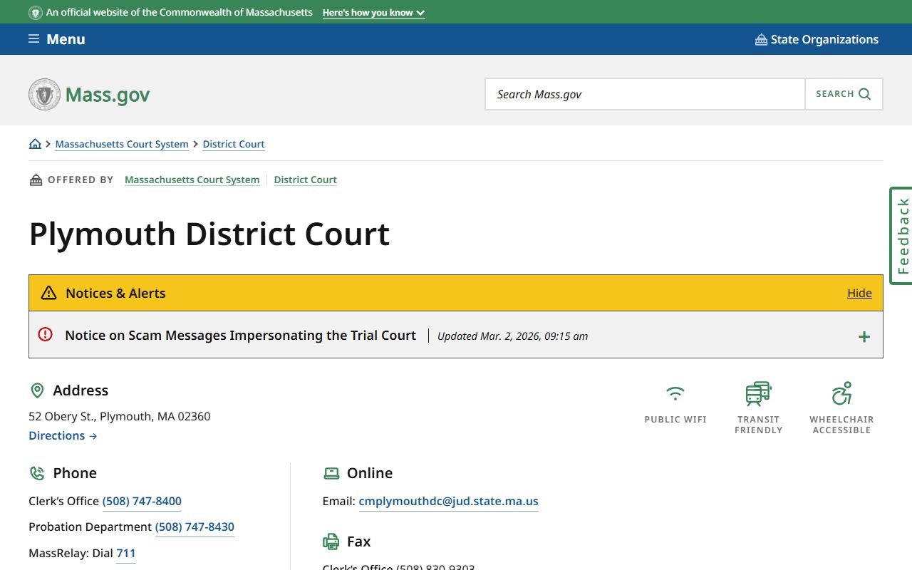 Plymouth District Court criminal records Plymouth County Massachusetts