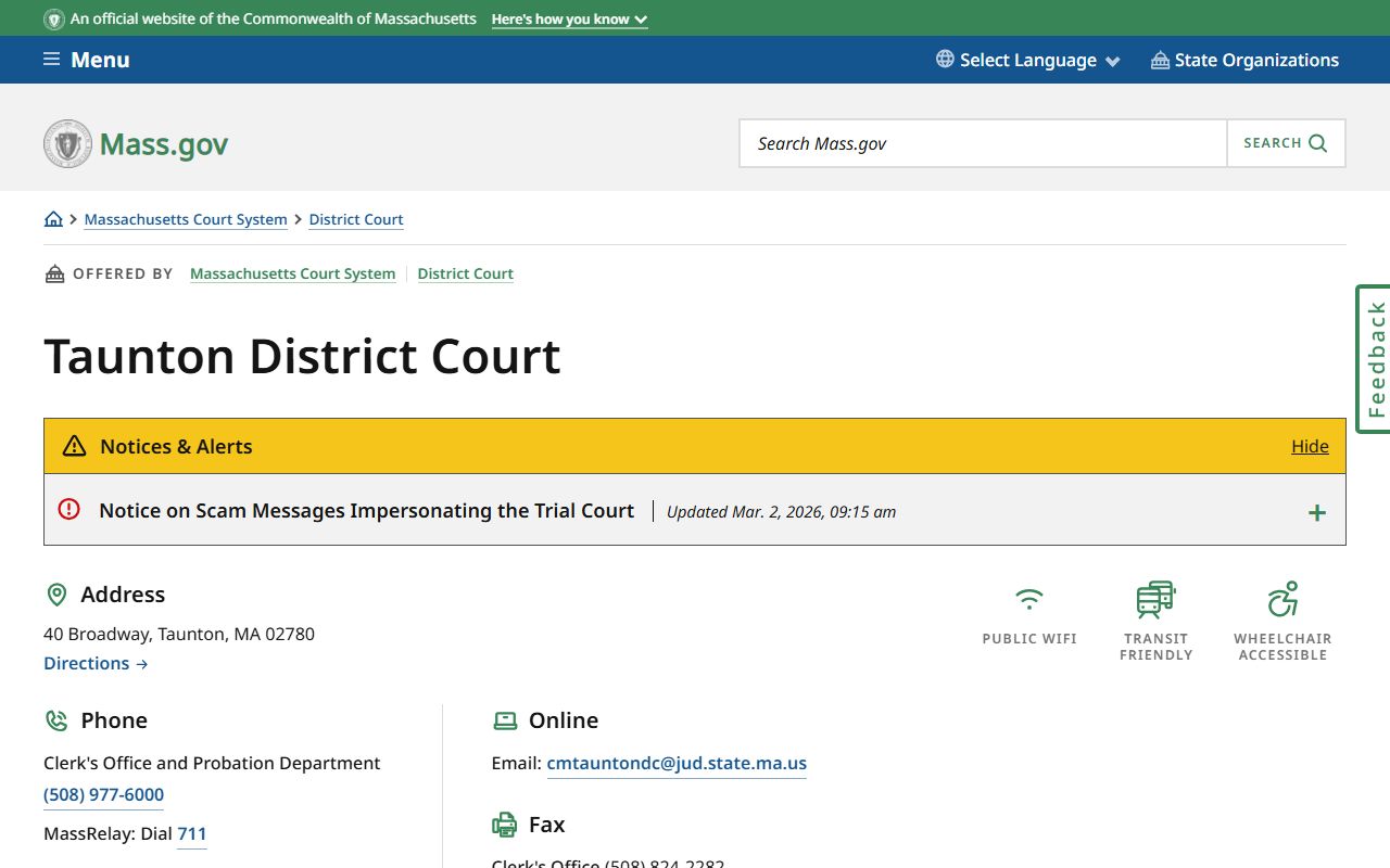 Taunton District Court criminal records Bristol County Massachusetts