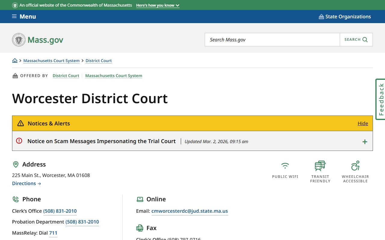 Worcester District Court criminal records Massachusetts
