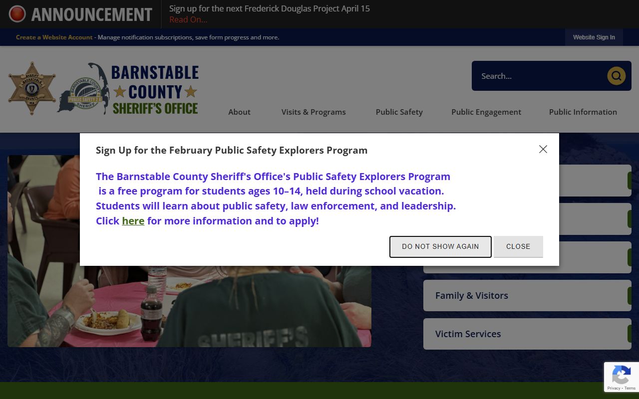 Barnstable County Sheriff criminal records inmate lookup Cape Cod