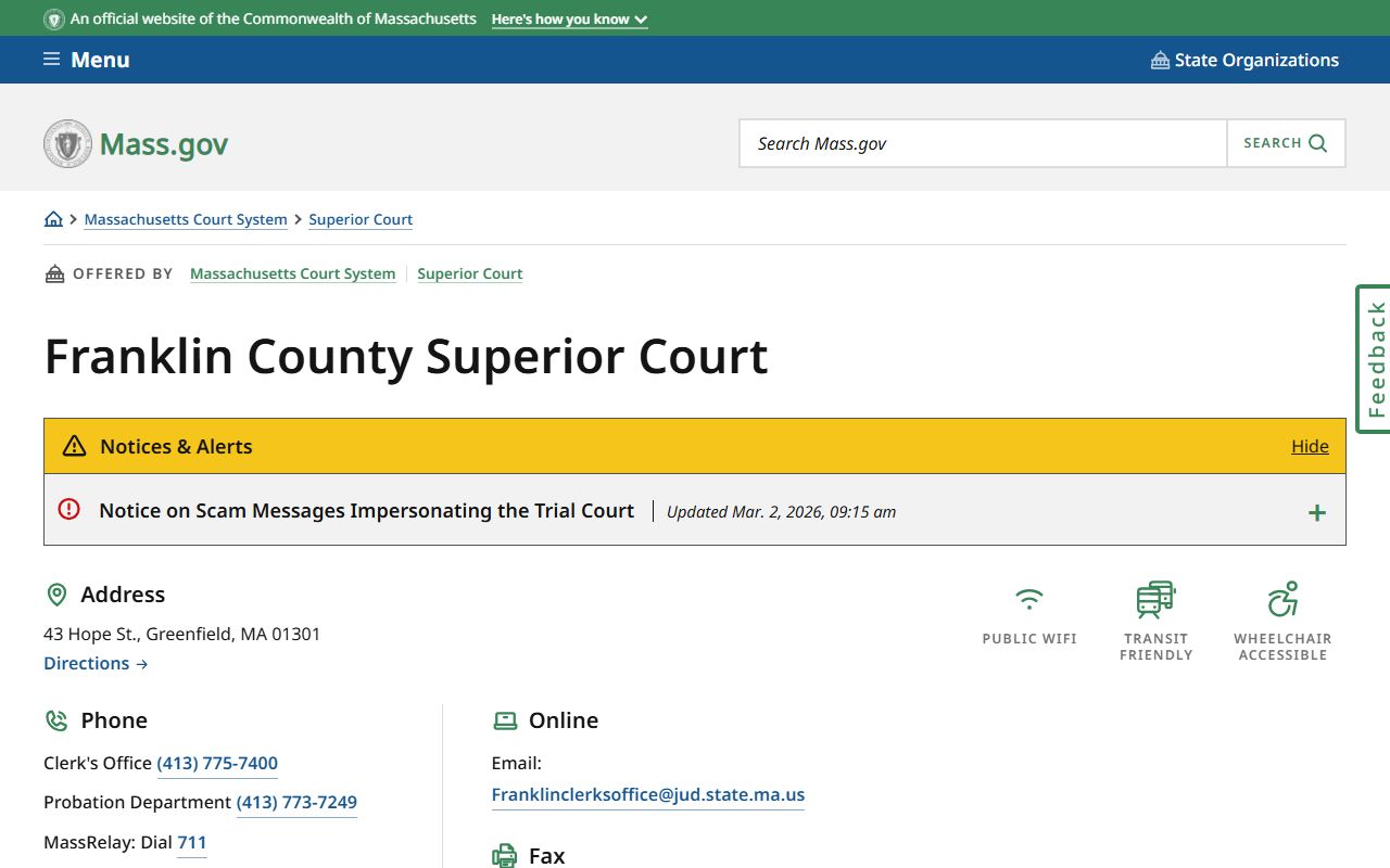 Franklin County Superior Court criminal records Massachusetts