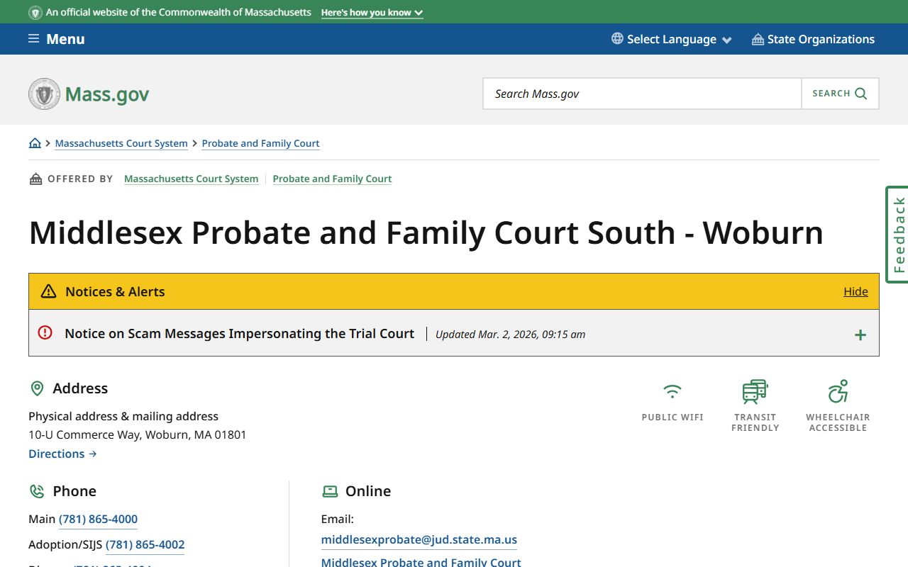 Middlesex County Probate court Massachusetts