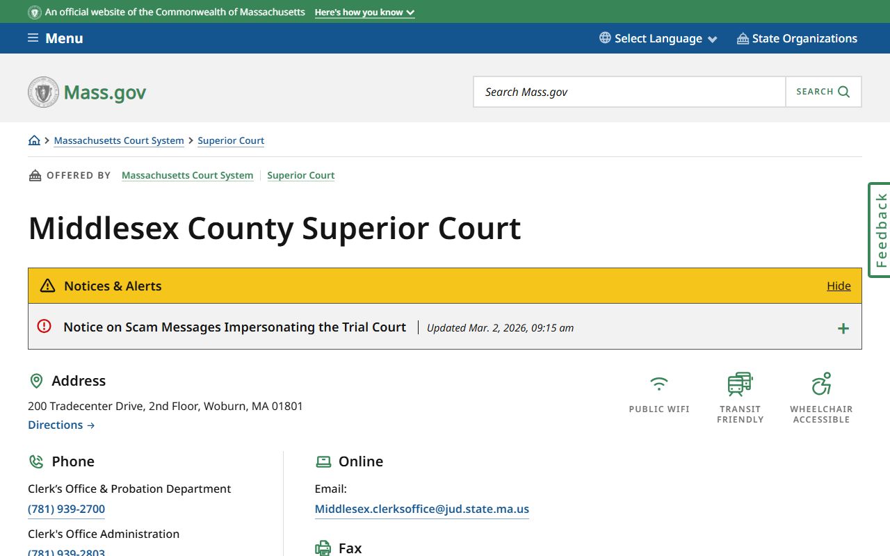 Middlesex County Superior Court criminal records Massachusetts