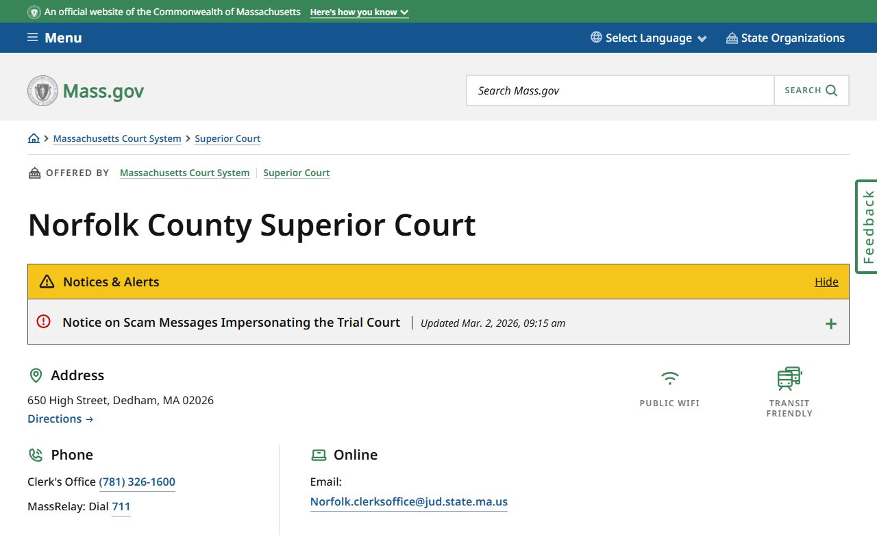 Norfolk County Superior Court criminal records Massachusetts