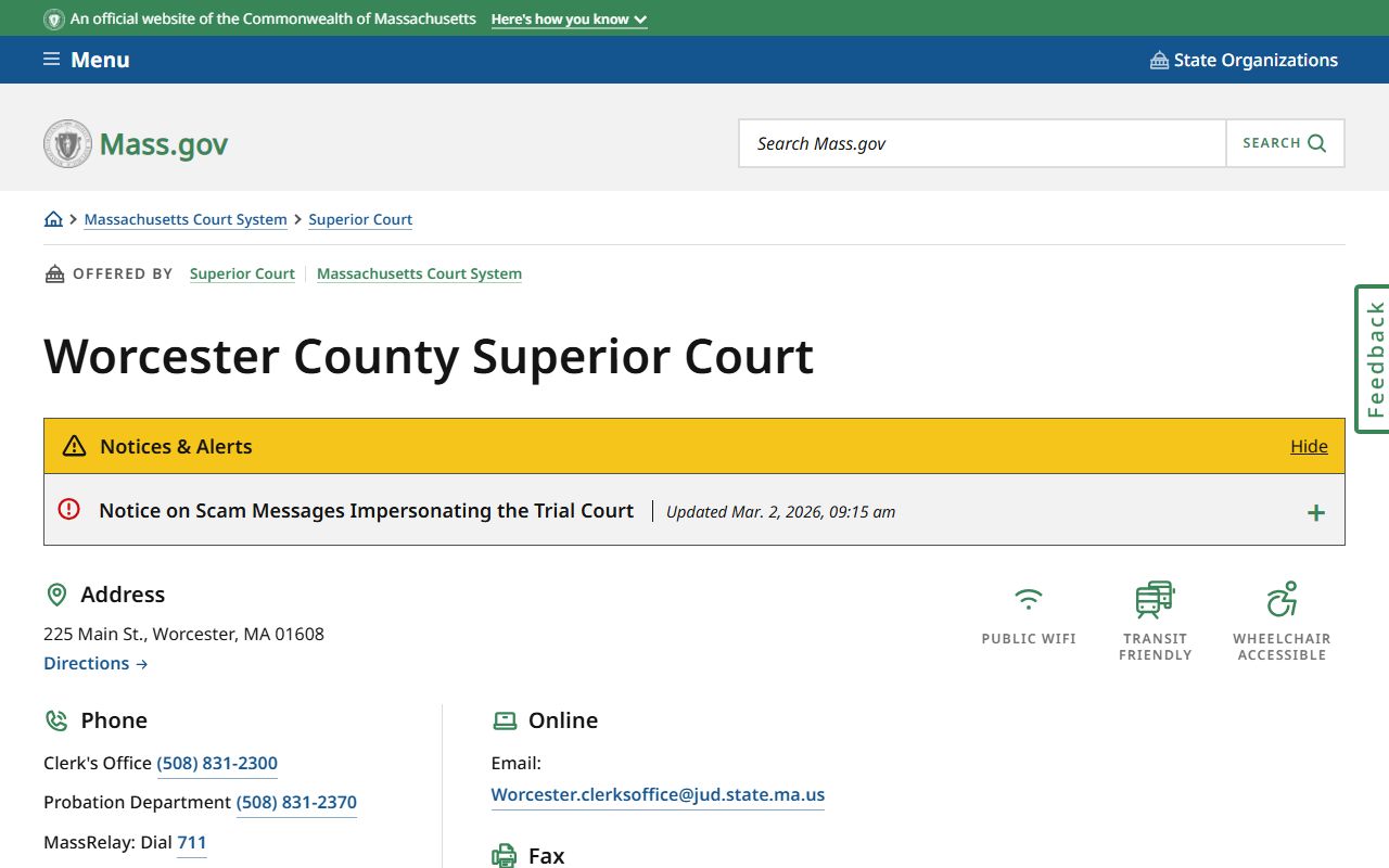 Worcester County Superior Court criminal records Massachusetts