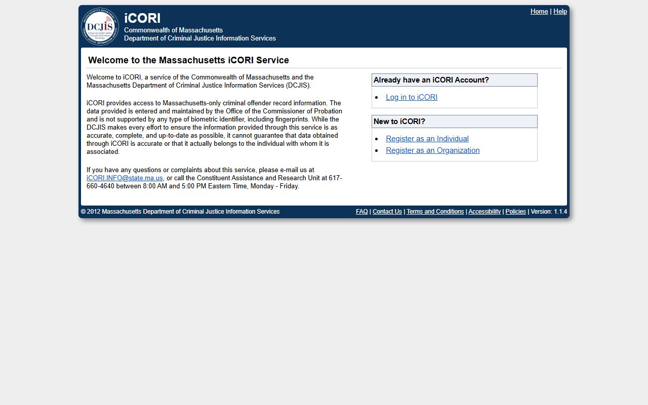 iCORI online criminal records request portal Massachusetts